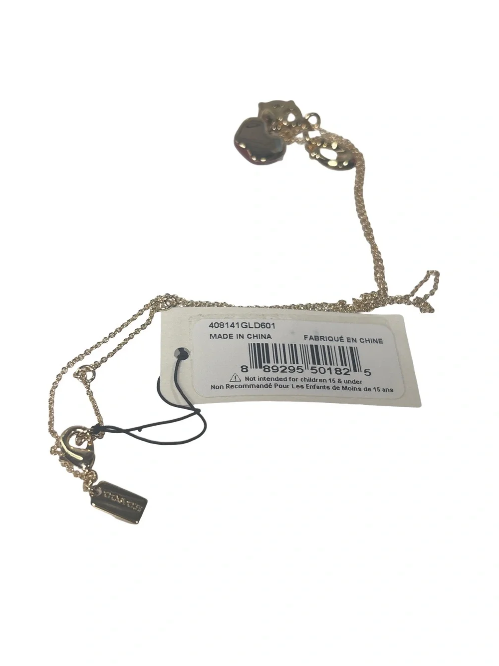 Coach Gold-Tone Charm Pendant Necklace with Red Apple and Pretzel Accents